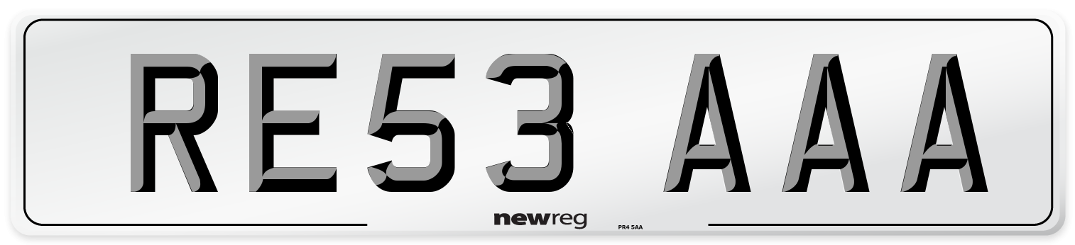 RE53 AAA Number Plate from New Reg